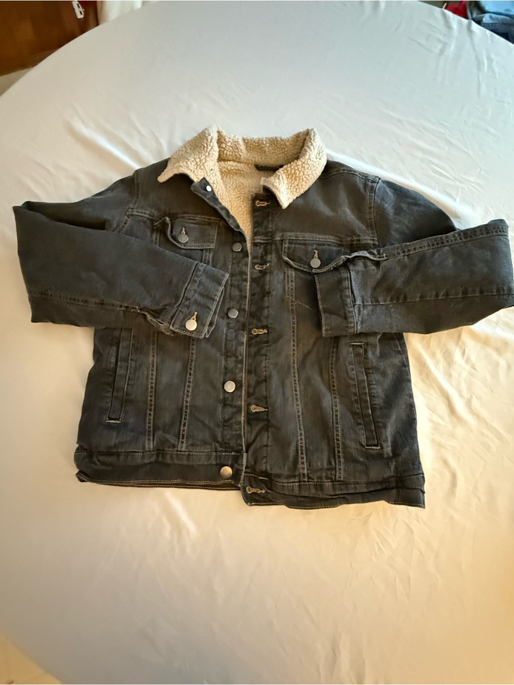 wonder nation Gray Denim Sherpa-Lined Jacket